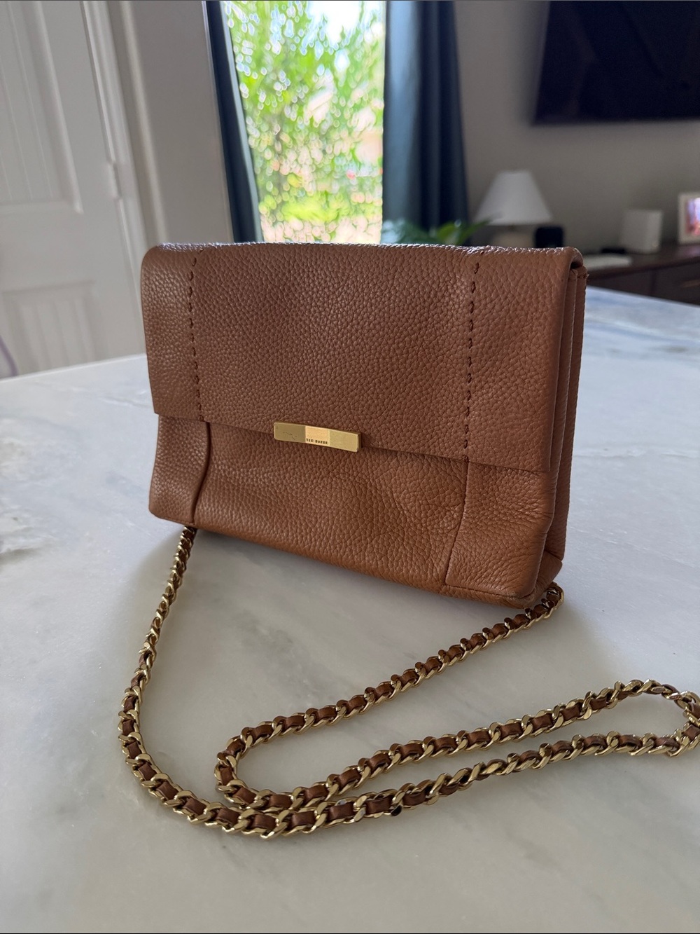 Ted Baker Women’s Brown Leather Crossbody Bag with Gold Chain